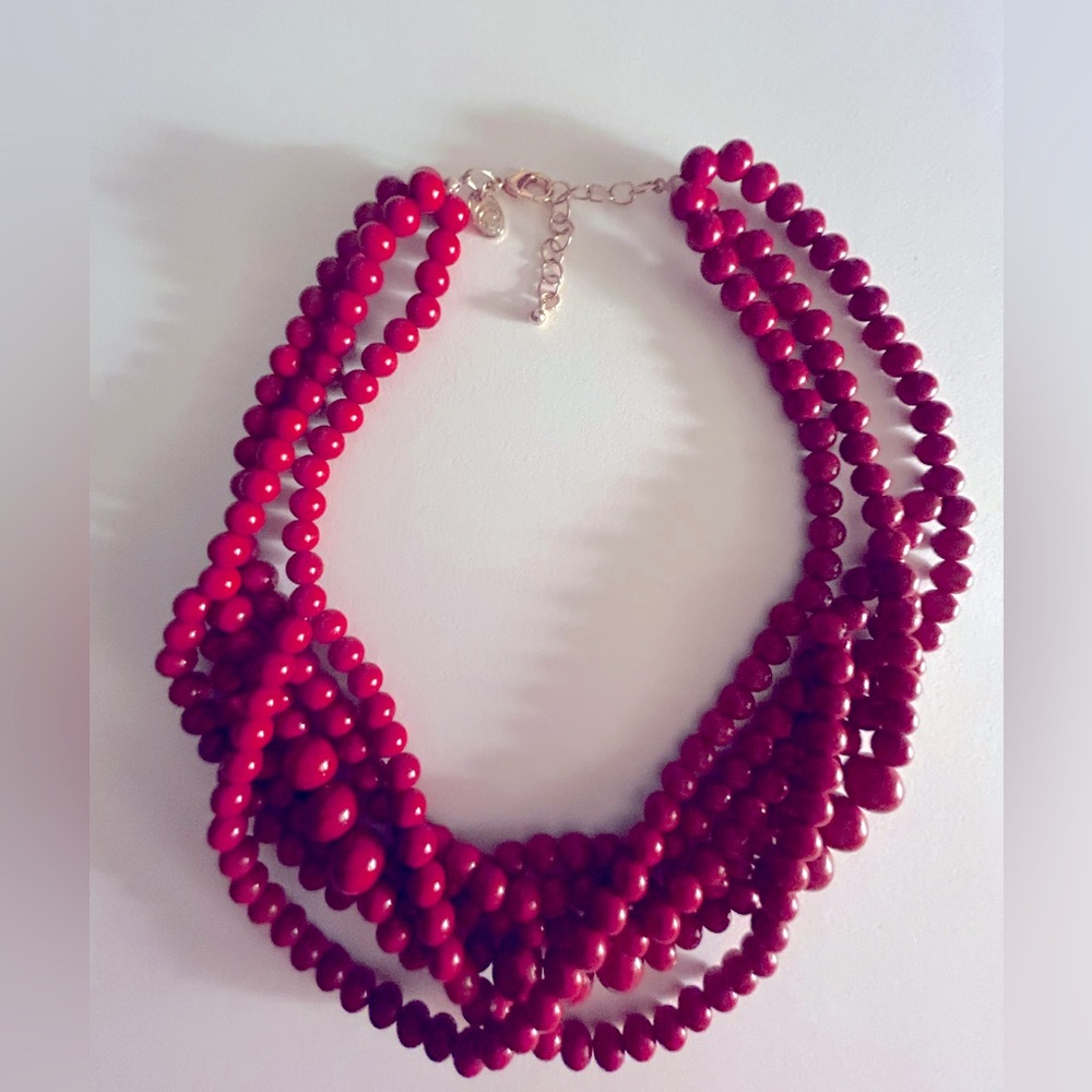 Add 1/FREE💰/BUNDLE Necklace C brand Cranberry Red beads, looped Multistrand  18”